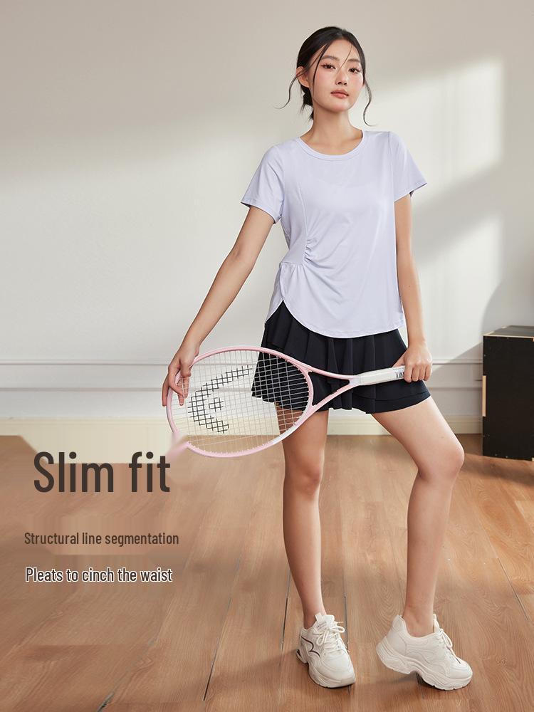 Plus Size Quick Dry Yoga T-Shirt for Women - Short Sleeve, Slimming, Skin-Friendly Fitness Cover-Up