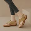 Foreign trade herringbone sandals summer new thick-soled wedge heel toe women's shoes buckle casual sequins retro large size sandals