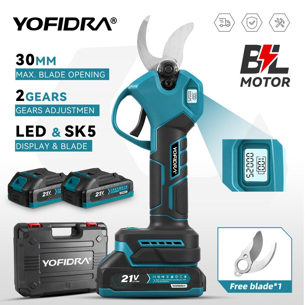 Yofidra 30mm Bürstenlose Elektrische Rebschere 2 Gänge Akku Wiederaufladbar Astschneider Gartengerät Für Makita 21V Akku Stift