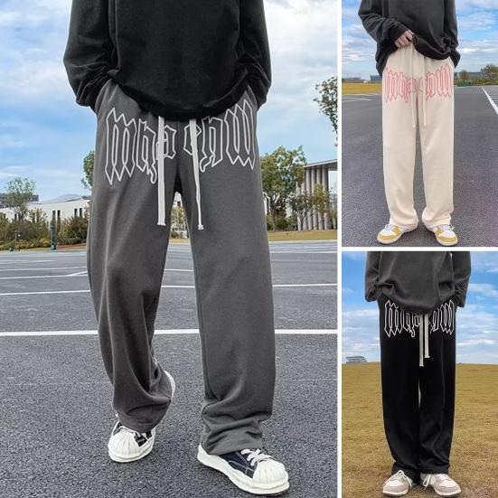 

Мужские спортивные штаны со средней посадкой, универсальные цветные мужские прямые свободные длинные брюки, уличная одежда