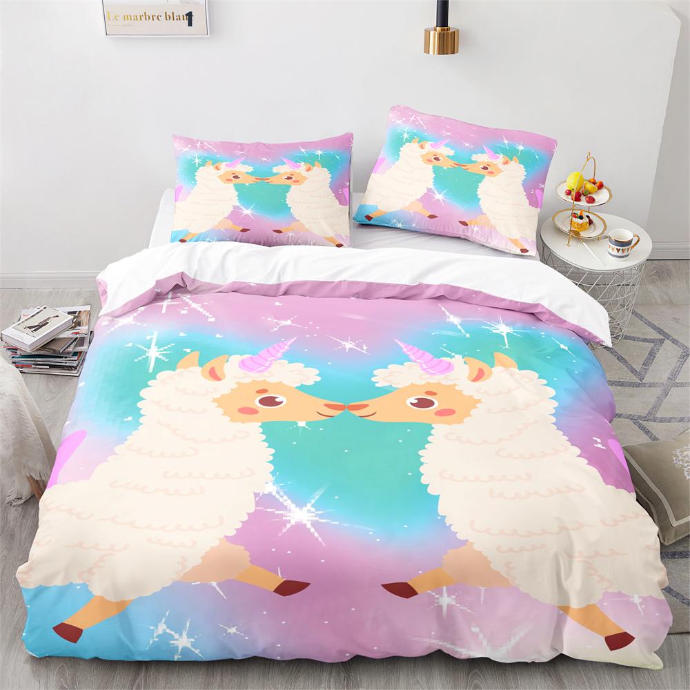 Unicorn Horse Duvet Cover Set Wild Animals Pattern Polyester Quilt Cover King Full Twin Size For Kids Boys Girls Bedding Set