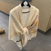 Small plaid linen scarf women's summer new sunscreen large square scarf thin silk scarf with shawl