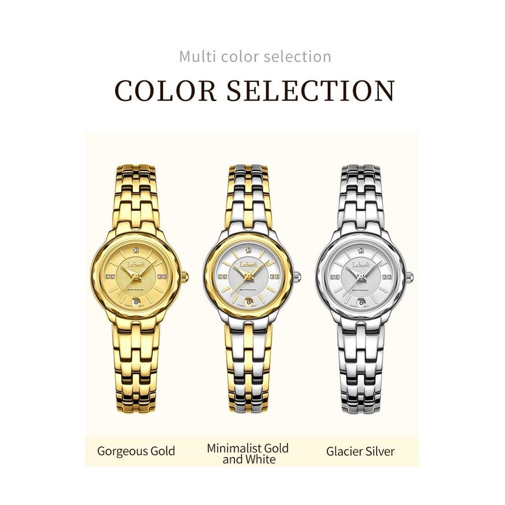 Deselon Women's Elegant Gold Wristwatch Stainless Waterproof Small Business Gift for Girlfriend