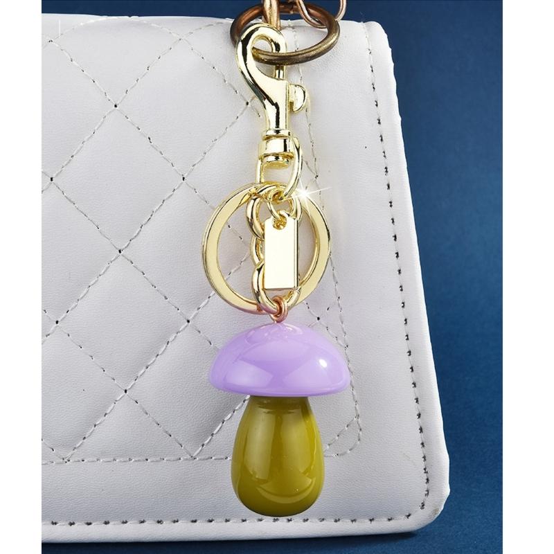Cartoon Mushroom Keychain Car Key Holder Fashionable Keyring Pendant Bag Decoration for Stylish Women and Students