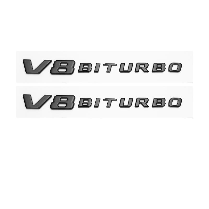 Letter Emblem for Mercedes Benz AMG V12BITURBO V8 BITURBO 4MATIC+ Car Styling Fender Logo Sticker Chrome Black Red