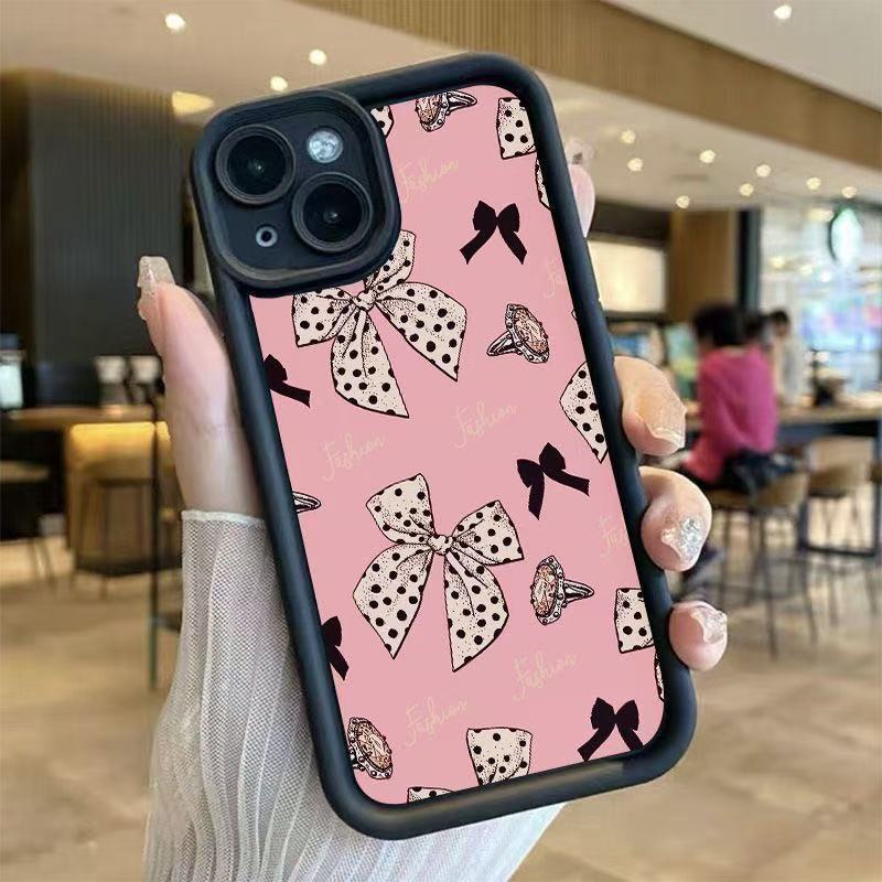Black Spot Bow Is Suitable for Iphone16pro Mobile Phone Case 11 Apple 15 Foreign Trade 14/13promax New 12.