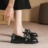 College Style Small Leather Shoes Women's Shallow Mouth Round Bow Single Shoes Two Wear Women's Shoes
