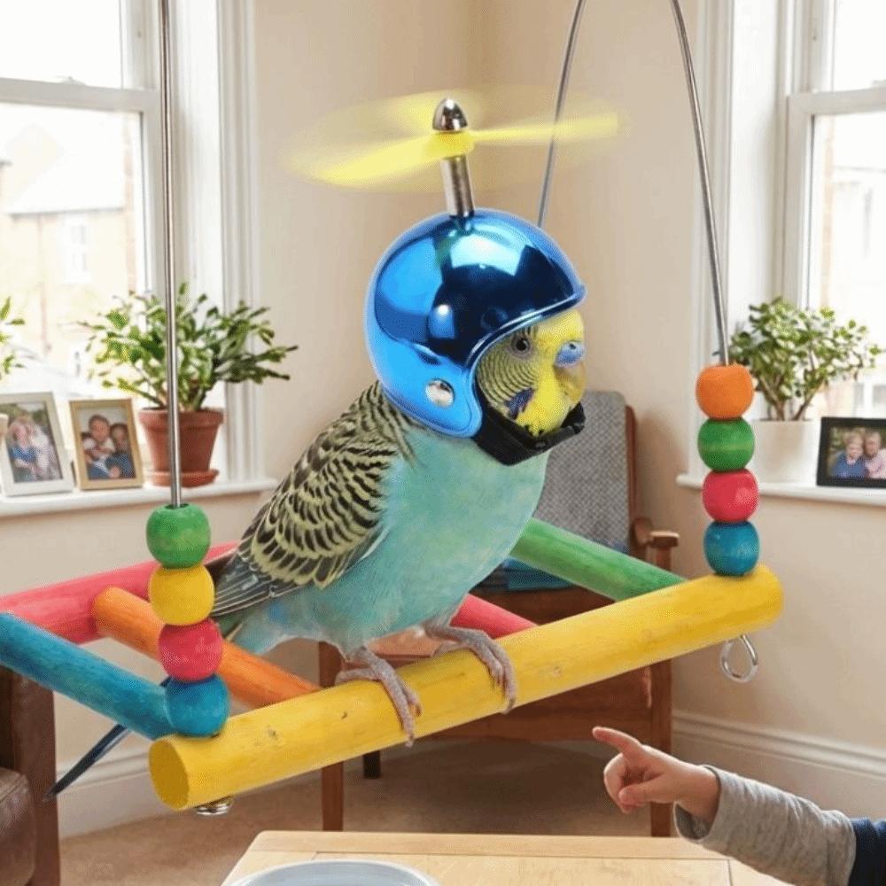 Waterproof Pet Parrot Safety Helmet with Propeller Chicken Protective Hat for Chickens