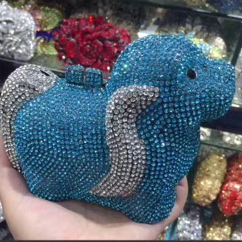 Puppy  Diamond Evening Bag Dog Crystal Handbag Rhinestone Bags Wedding Bridal Purse Luxury Crystal Clutches Women Party Purses