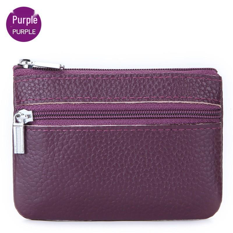 Portmonetka na monety i etui na klucze z licowej skóry bydlęcej w stylu koreańskim, zapinane na zamek