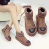 2025 Winter neue warme Samt-Baumwollschuhe Damen flache kurze Stiefel Schuhe rutschfeste Schneestiefel Damen gelockte Wollschuhe