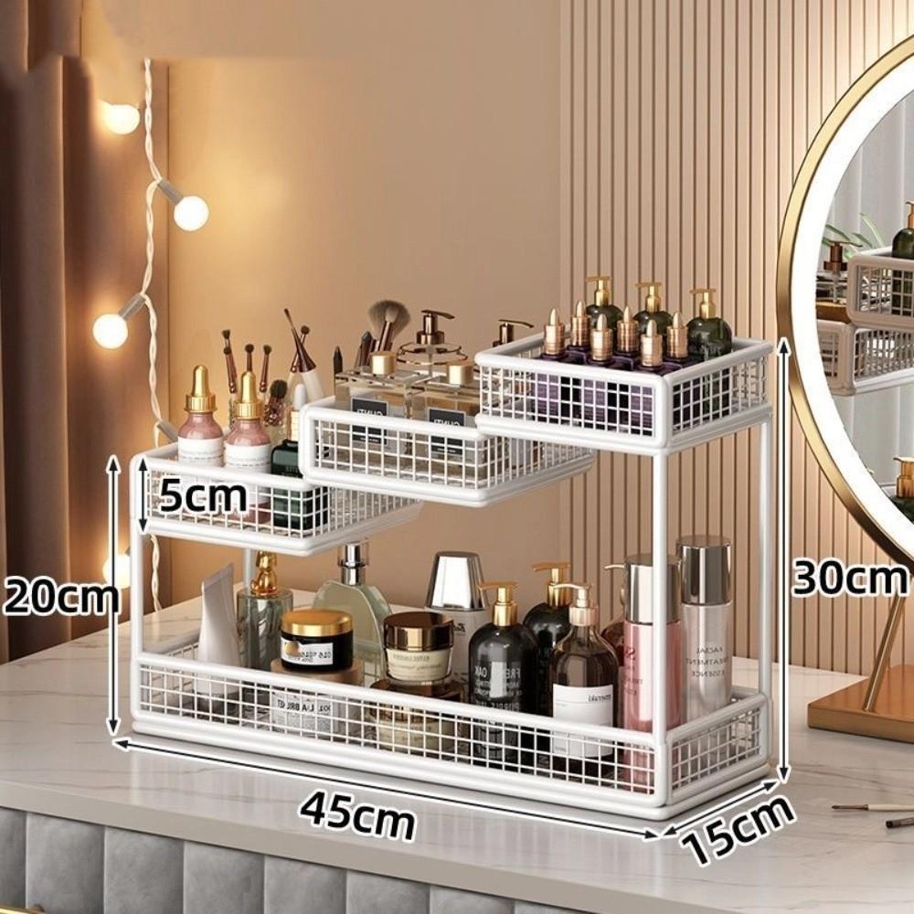 

No Installation Cosmetics Rack Multi-layer Storage Box Durable Makeup Storage Rack Bathroom White