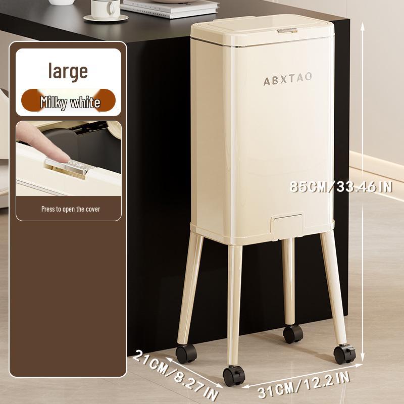 High-Legged Kitchen Trash Can with Wheels - Large Capacity, Narrow Gap, with Lid