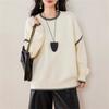 Autumn and winter new loose and lazy slack round neck pullover sweater women's design sense knitted sweater