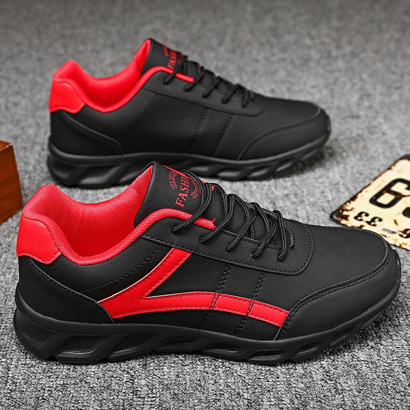 

Мужская обувь из искусственной кожи, трендовые повседневные дышащие мужские кроссовки для отдыха, нескользящая обувь, вулканизированная обувь Tenis Masculino 39 чёрный