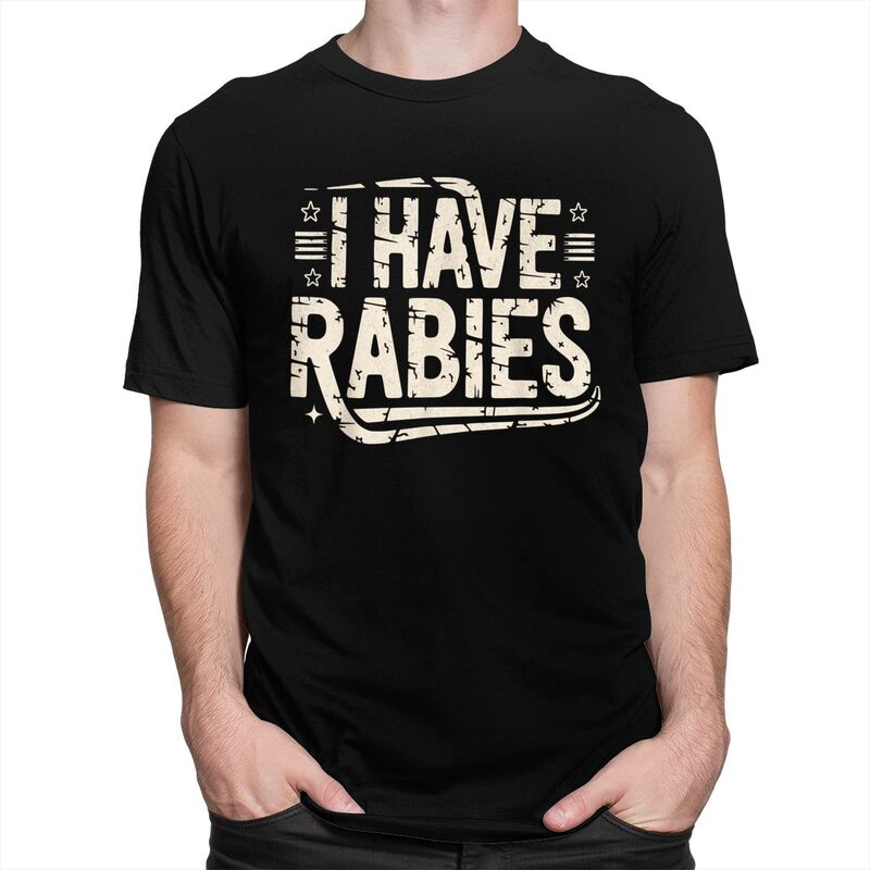 Funny Retro Vintage I Have Rabies Tshirt Unisex Short Sleeve Sarcastic Saying Tee Shirt Loose Oversized Pure Cotton Tee Tops