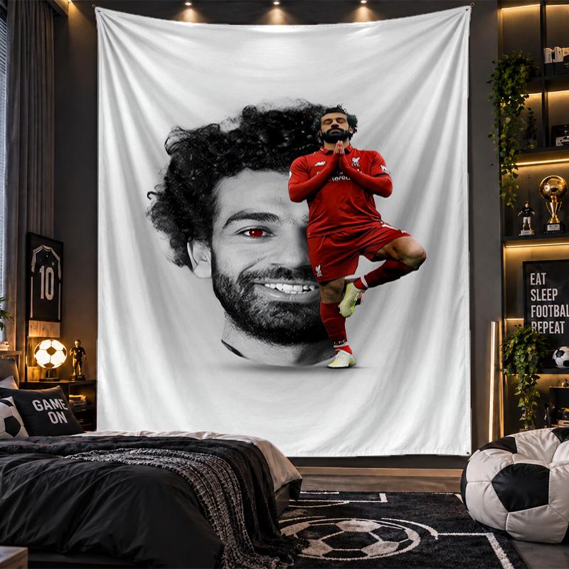 Wandtapijt Mohamed Salah Print Doek voor Woonkamer Slaapkamer Huisdecoratie