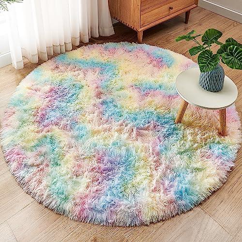 

VIKAMA Pink Round Rugs for Bedroom,Machine Washable Area Rugs for Living Room,Soft and Fluffy Shaggy Carpet for Home Decoration 80X80CM(2.6X2.6FT