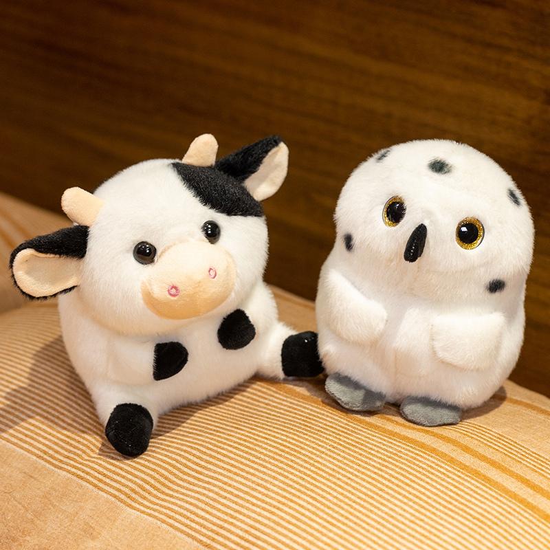 Cute Cow Plush Toy Soft Fluffy Stuffed Animal Doll Adorable Owl Chinchilla Plushies Cuddly Doll
