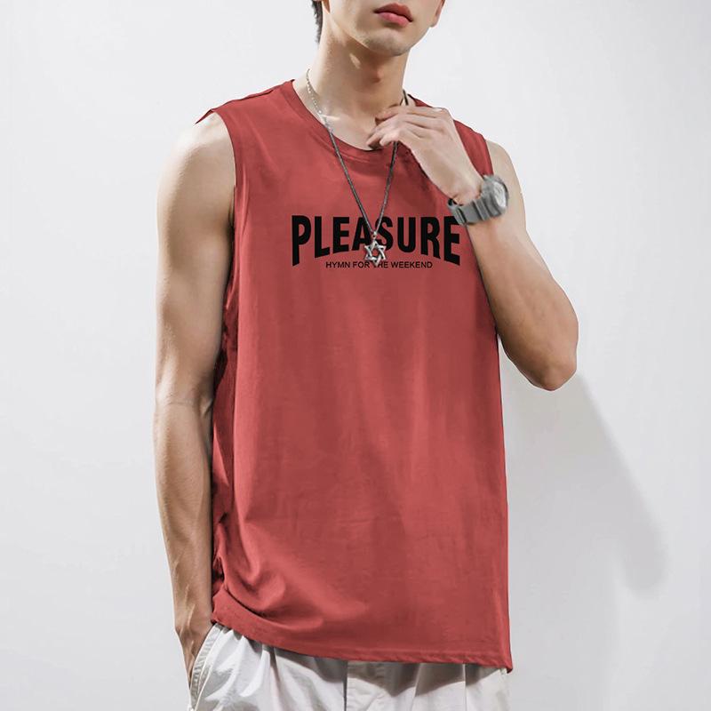 Męska swobodna koszulka bez rękawów z nadrukiem litery letnia moda na wakacje na plaży kamizelka bez rękawów