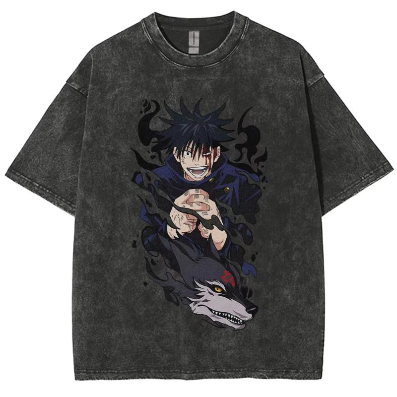 Anime Jujutsu Kaisen Geto Suguru Graphic T-Shirt Men Women Washed Tshirts Manga Vintage Streetwear Harajuku Male Cotton Tops
