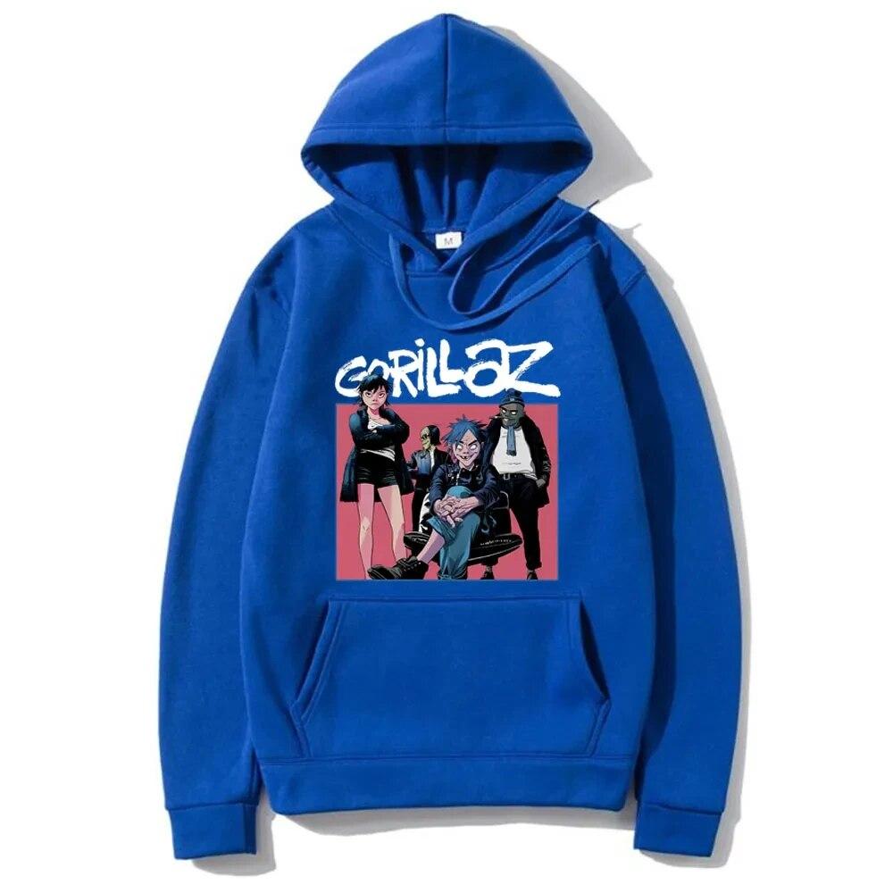 Autumn Winter Unisex Hoodies British Virtual Bands Gorillaz Print Pullover Hoody Women Sweatshirt Unisex Streetwear Y2k Clothing