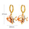 Ceramic Dopamine Fish Starfish Earrings For Women Colorful Vibrant Pendant Youthful Stainless Steel Jewelry Gift