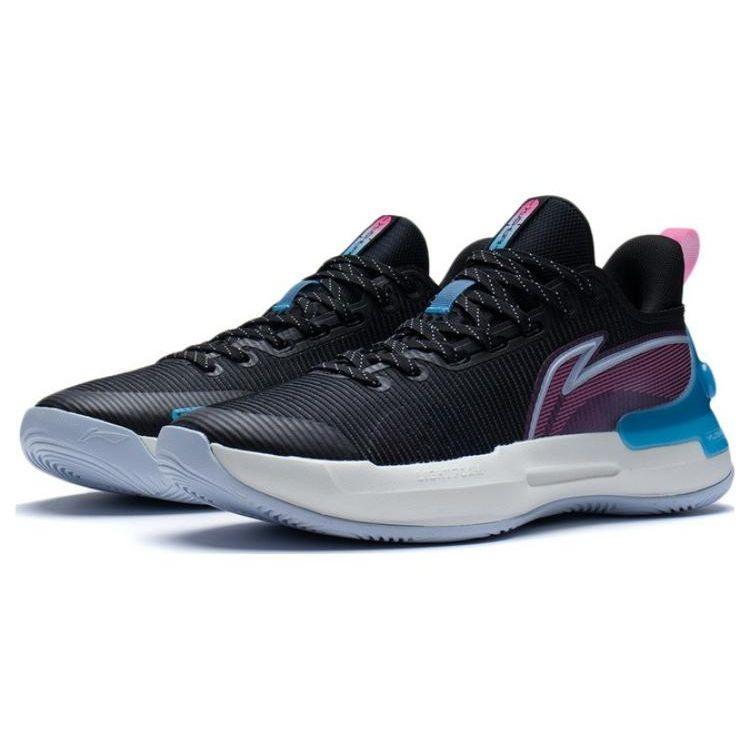 Li Ning Yu Shuai Retro Fabric Synthetic Leather TPU Wear Resistant Breathable Low Top Basketball Shoes Men Sneakers Black Blue Pink ABPS031-1