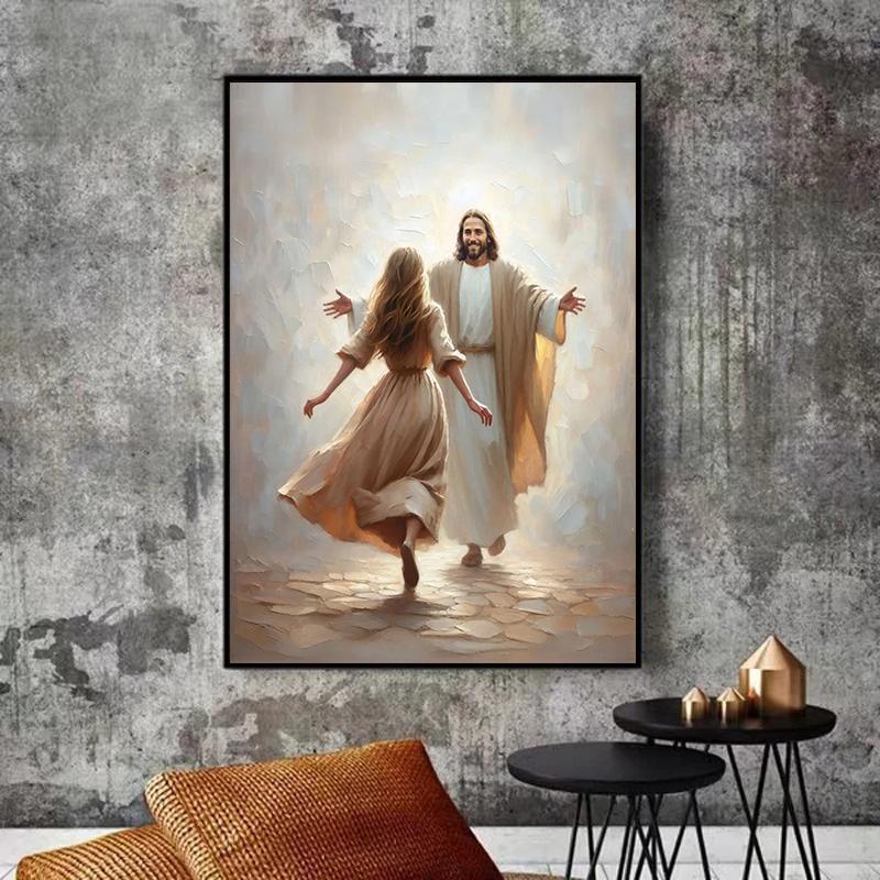 Heilige Religiöse Überzeugung Gott Jesus und Heiliger Geist Poster Druck Heiliges Herz Jesu Leinwandbild für Wohnzimmer Schlafzimmer Dekor