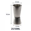 Cocktail Shaker Measure Cup Double Head Design Portable Silver Stainless Steel