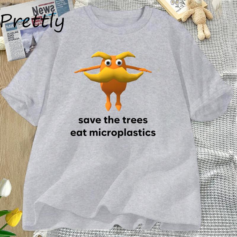 Save The Trees Eat Microplastics Funny Meme T Shirt Unisex Unisex Weirdcore Joke T-shirt Summer O Neck Short Sleeve Graphic T Shirts