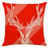 Red Plaid Elk Deep Forest Christmas Pillow Cover Home Sofa Cushion Cover