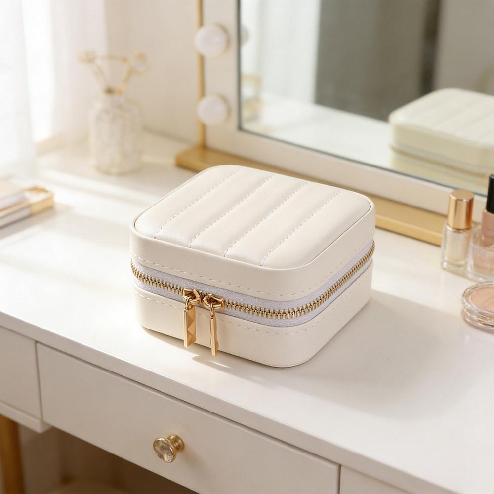 Solid Color Jewelry Storage Case Detachable Necklace Storage Box Fashion Mirror Jewelry Box Travel