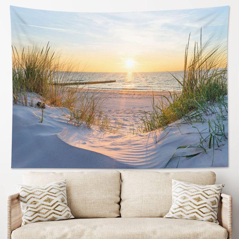 Nature Forest Beach Landscape Tapestry Bohemian Minimalist Scenic Wall Hanging for Bedroom Living Room Home Wall Decor