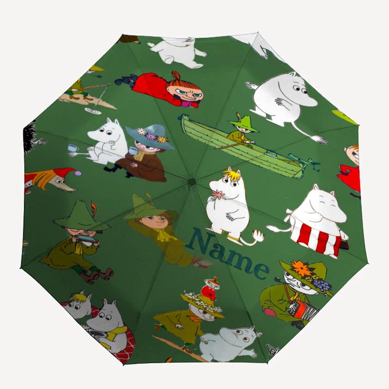 Custom Name Moomin Theme Automatic Umbrella, Lightweight & Portable, 8 Rib, Perfect for Outdoor Travel, Birthdays, Christmas, Gifts.