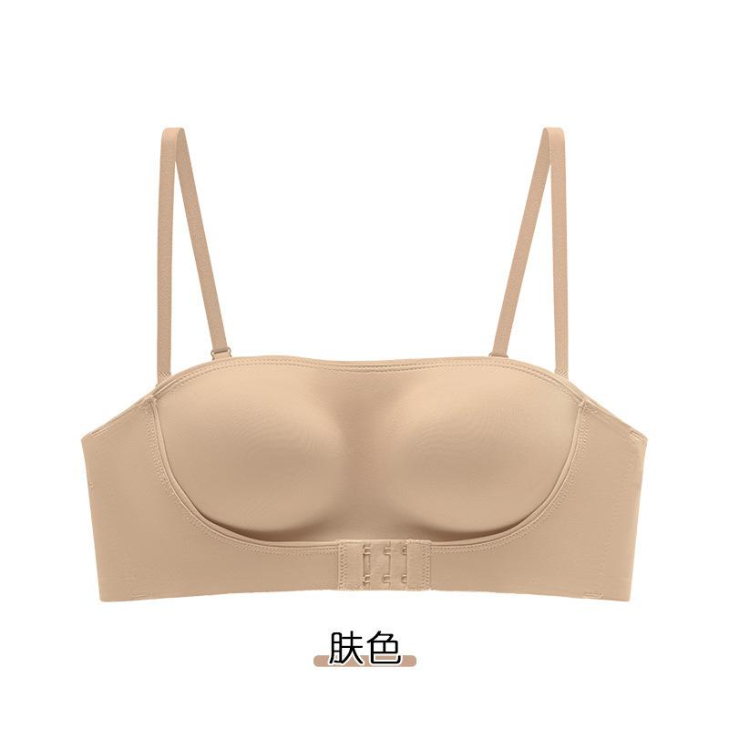 

Оригинальное strapless белье противоскользящее собирающее маленькую грудь передняя застежка анти-провисание бандо топ анти-прозрачный бюстгальтер S32/70AB