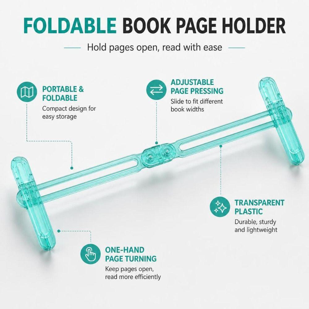 Foldable Book Page Holder Transparent Reading Book Clip New Book Page Clip  Reading Accessories