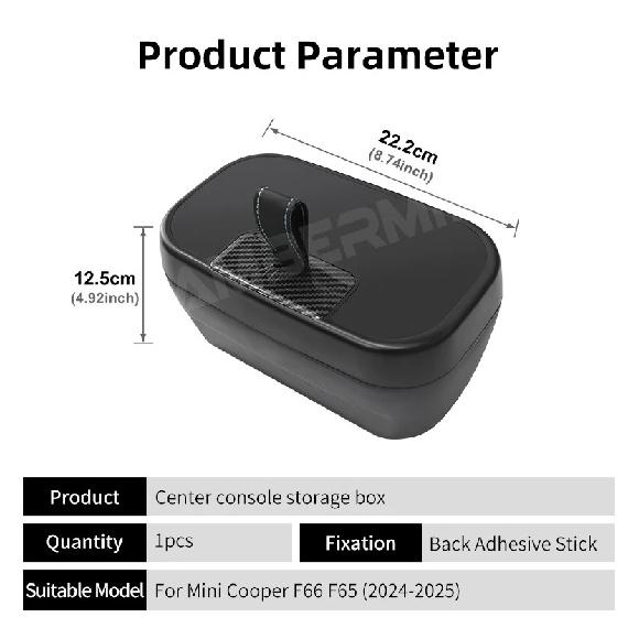 Central Control Storage Box For BMW Mini Cooper F65 F66 2024 2025 Central Armrest Storage Box Car Accessories