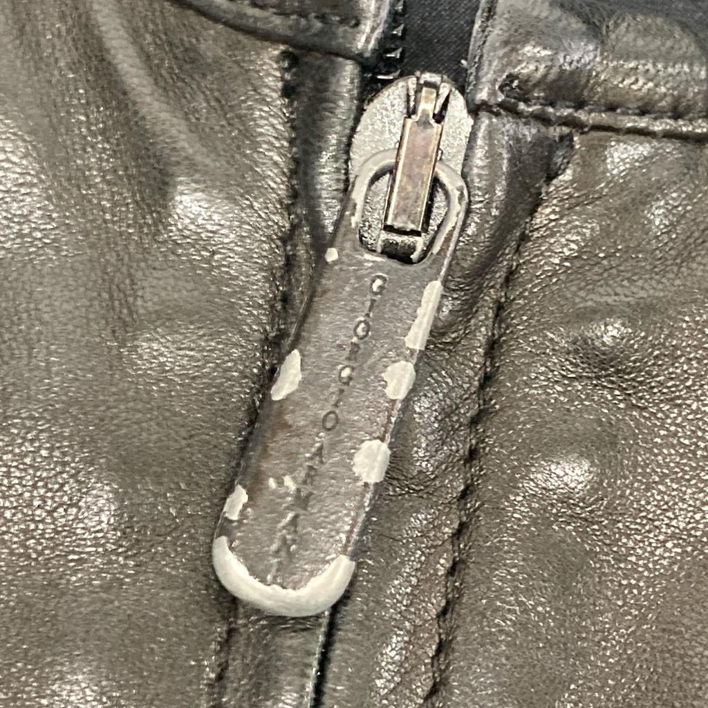 Giorgio Armani Black Navy Tag Leather Collarless Zip Jacket Jacket 40 blackUsed