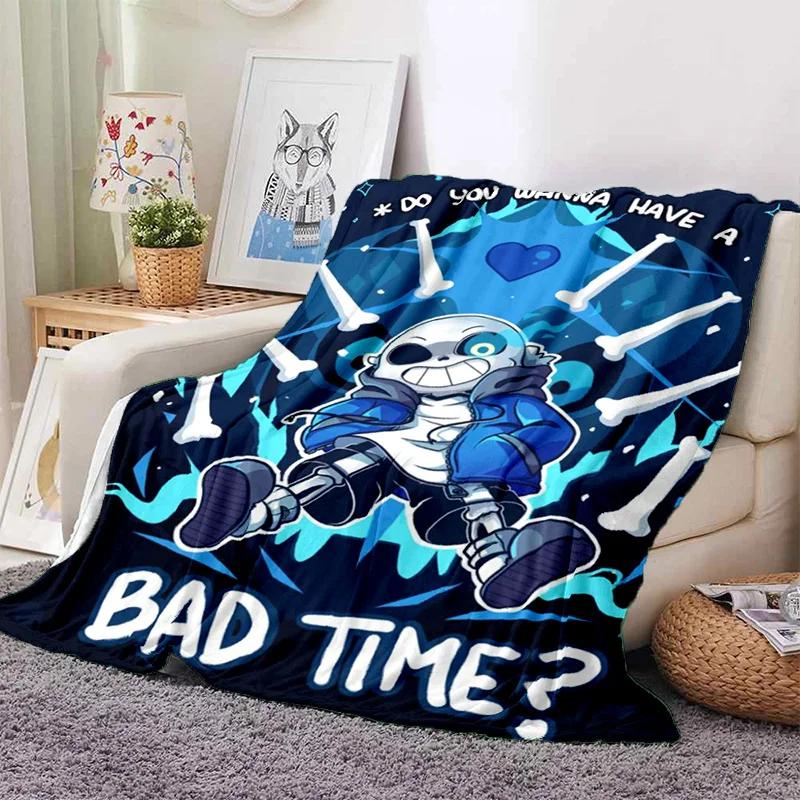 Funny U-Undertale Sans 3D Print Blanket Super Soft Warm Fleece Throw Blanket for Underground Legend Game Sofa Bed