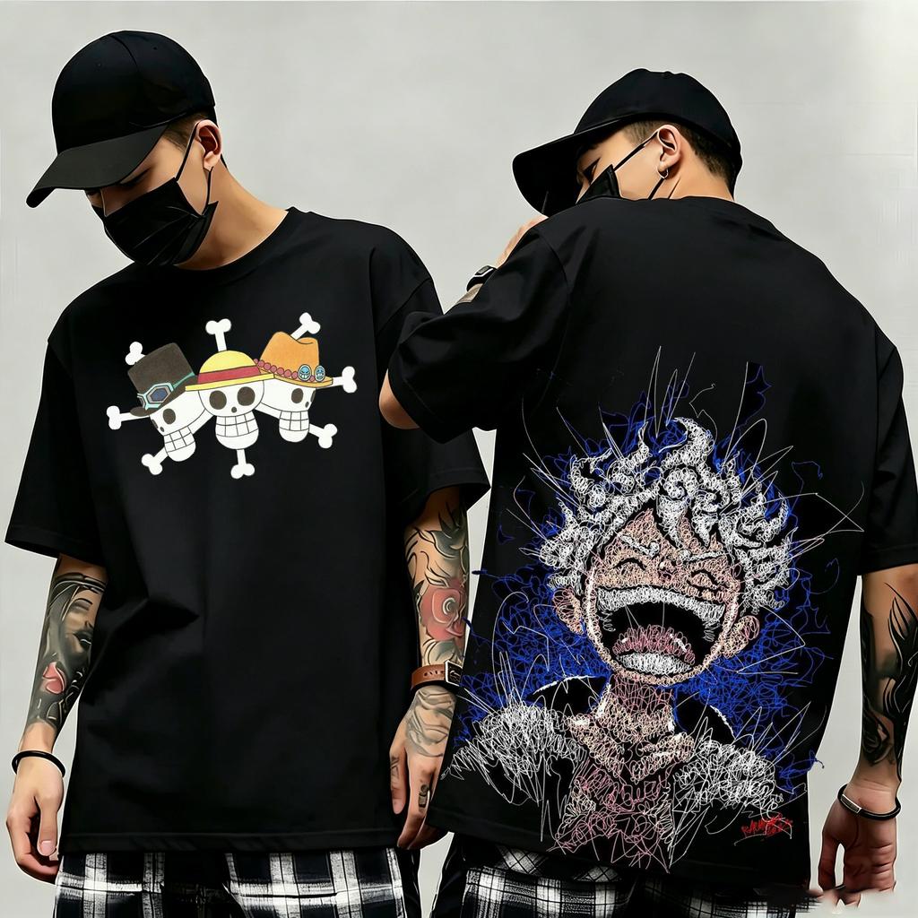 Summer New Arrival One Piece Pattern Tshirt Unisex Anime Print Casual Shortsleeved Fashionable Streetwear Top Y2k Style