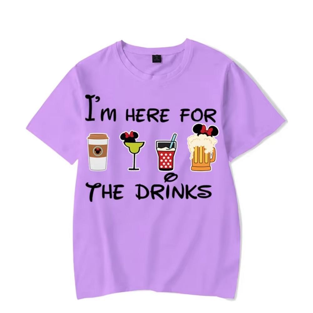 Men's T Shirt Short Sleeved Tops Tees I'm Here Just for The Drink Print Men T-Shirt Black Man T-Shirts for Male Harajuku Clothes
