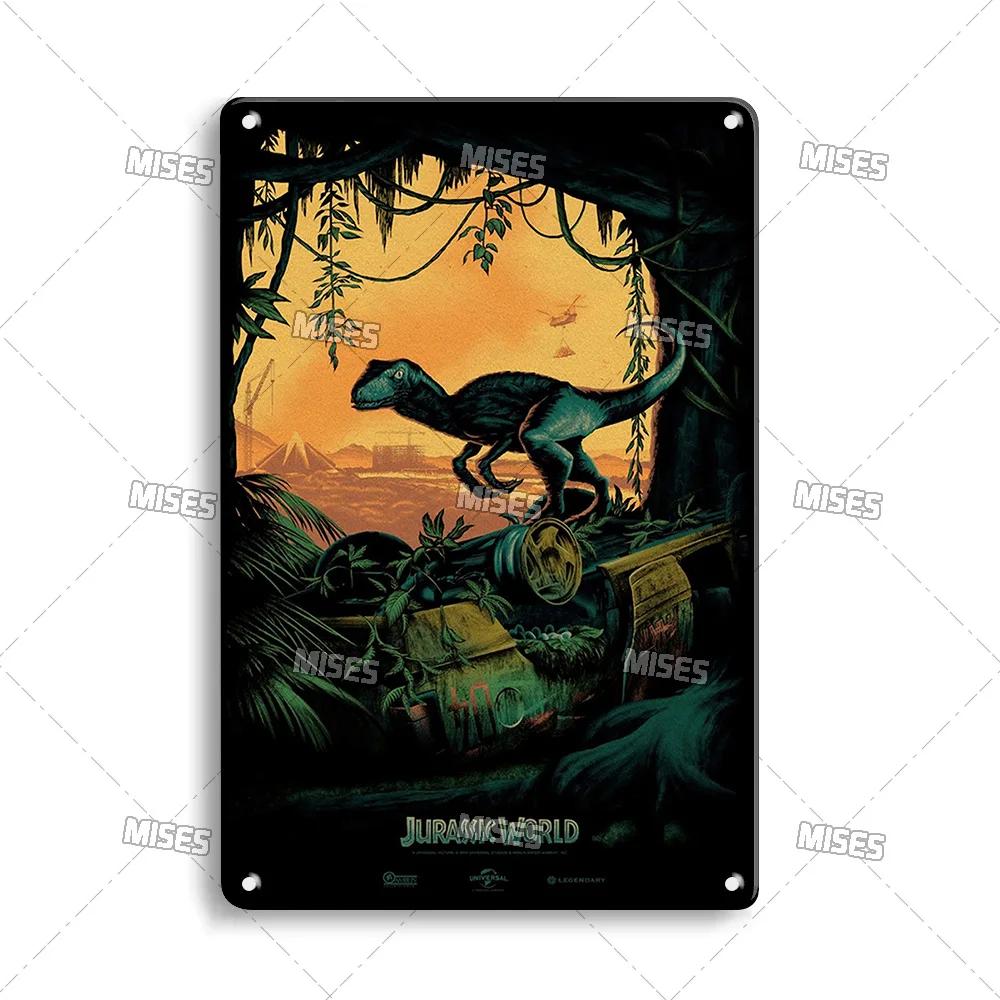 MISES Film Classico Jurassic Park Targa Metallica Pub Targa Metallica Giardino Vecchia Targa Murale Segno Metallico Arrugginito Decorazione Murale Poster Metallico