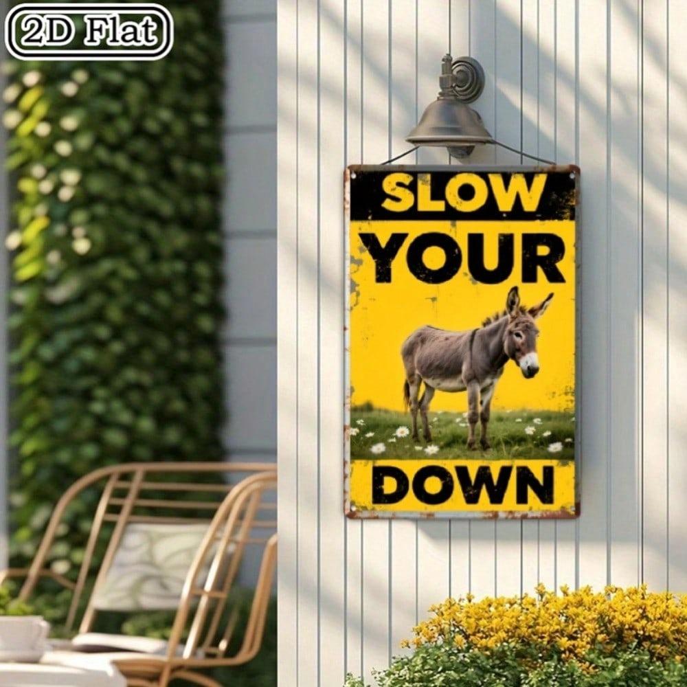 Metal Wall Art Vintage Donkey Poster Farmhouse Decor 7.8x11 Inch