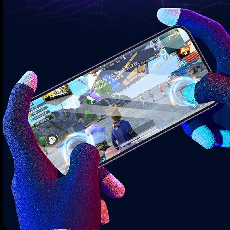 1 Pair Highly Sensitive Five Finger Thumb Sleeve Anti-Sweat Non-Scratch Breathable Compatible for E-Sports Gaming Gloves