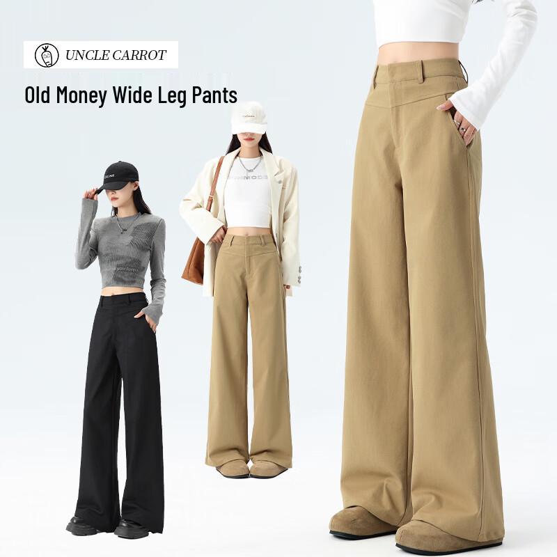 La Chapelle Women's High-Waist Draped Straight-Leg Casual Pants