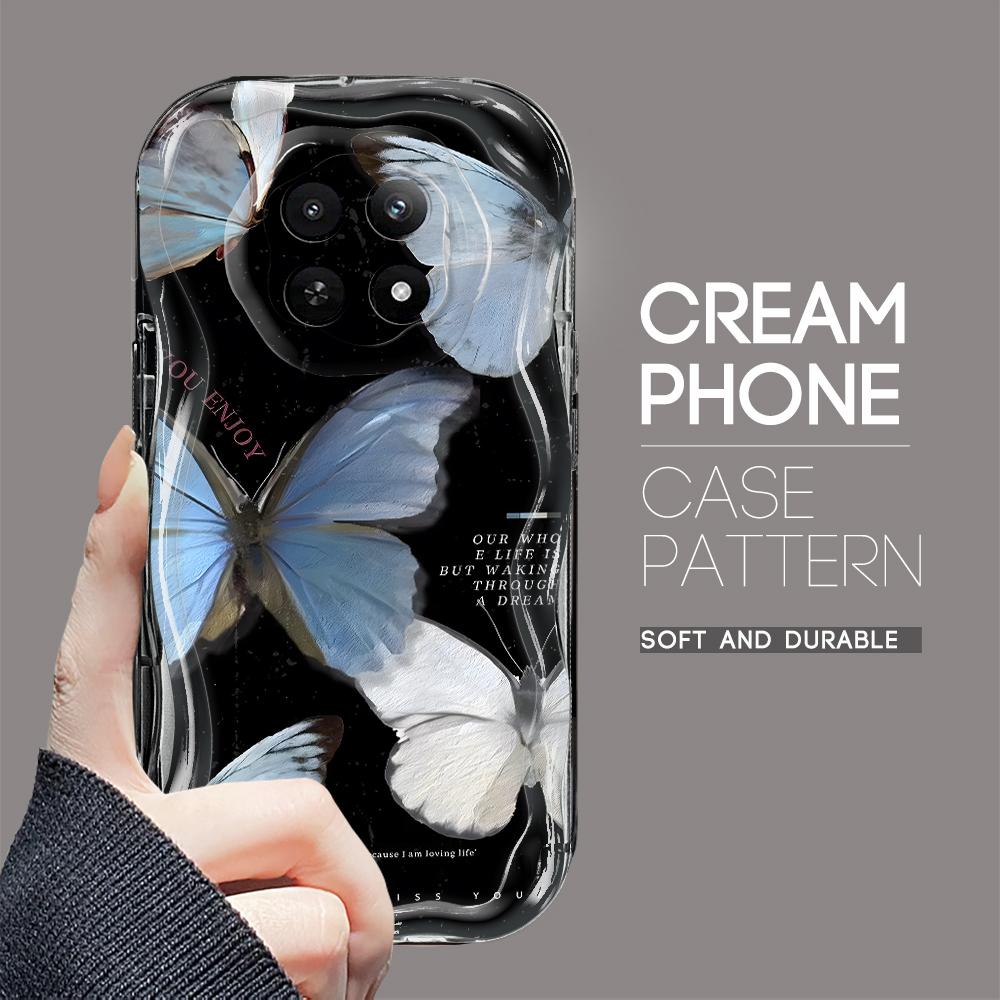 Cartoon Pattern Cream Texture Casing Wavy Edge Soft Silicone Cover Phone Case for OPPO Reno Realme OnePlus Vivo