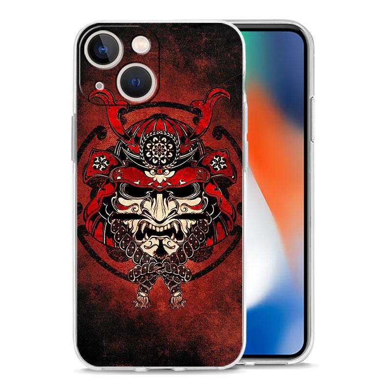 Japanese Bushido Samurai Transparent Phone Case For iPhone 15 16 14 13 12 11 Pro XS X XR SE 7 8 Plus Clear Lens Protect Cover