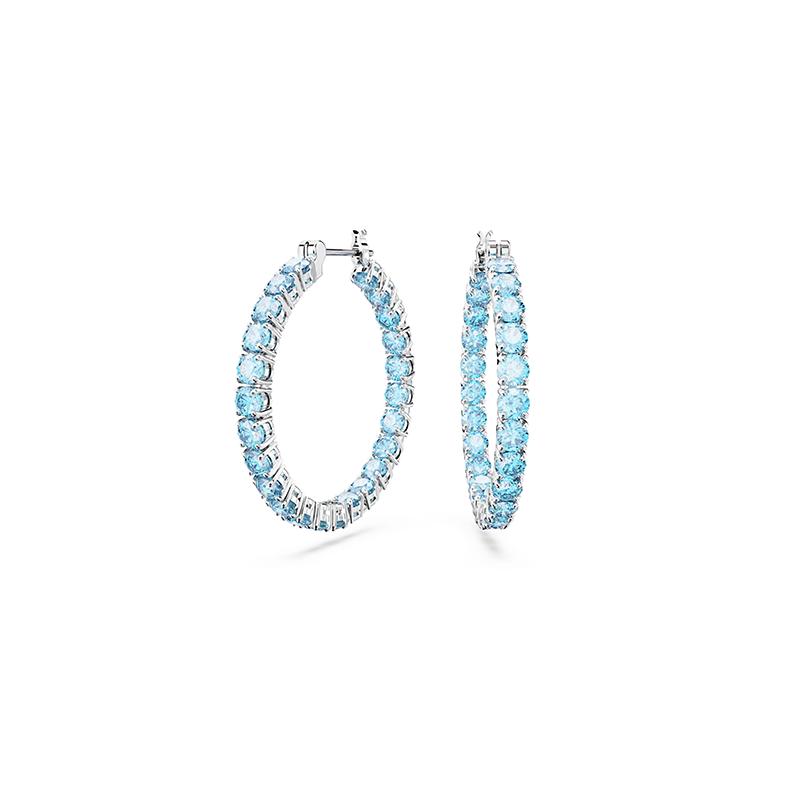 Swarovski Matrix Tennis Round Cut Large Hoop Rhodium Plated Earrings Women s 5647446