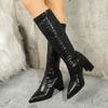 Europe, America 2025 autumn and winter new Martin boots women's pointed thick heel side zipper high women's boots Martin boots batch